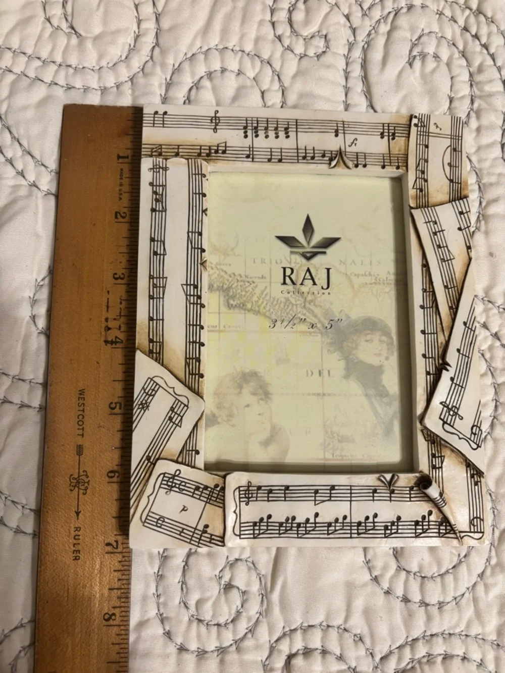 RAJ Cream and Brown Sheet Music Decorative Photo Frame